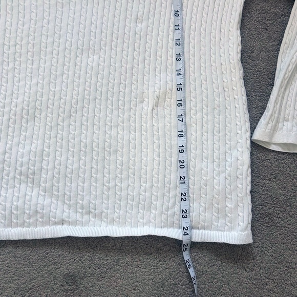 Tommy Hilfiger White Cable Knit Pullover Sweater V neck  size XL - Picture 8 of 8